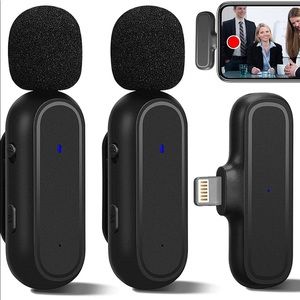 Wireless Microphone for iPhone iPad Phone, Plug-Play Wireless Lavalier Mic